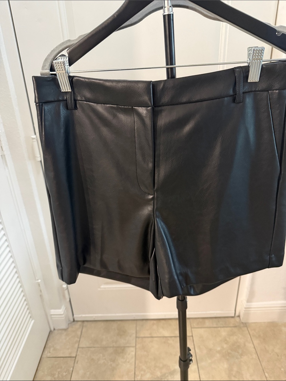 J. Crew Black Faux Leather 5"  Shorts